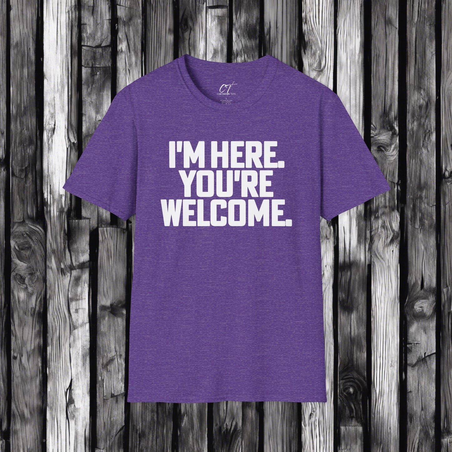 I'm here you're welcome, Mischievous, Sarcastic Shirt, Smartass Shirt, Adult Humor Shirt, Funny shirt, Funny Gift, Humorous Shirt