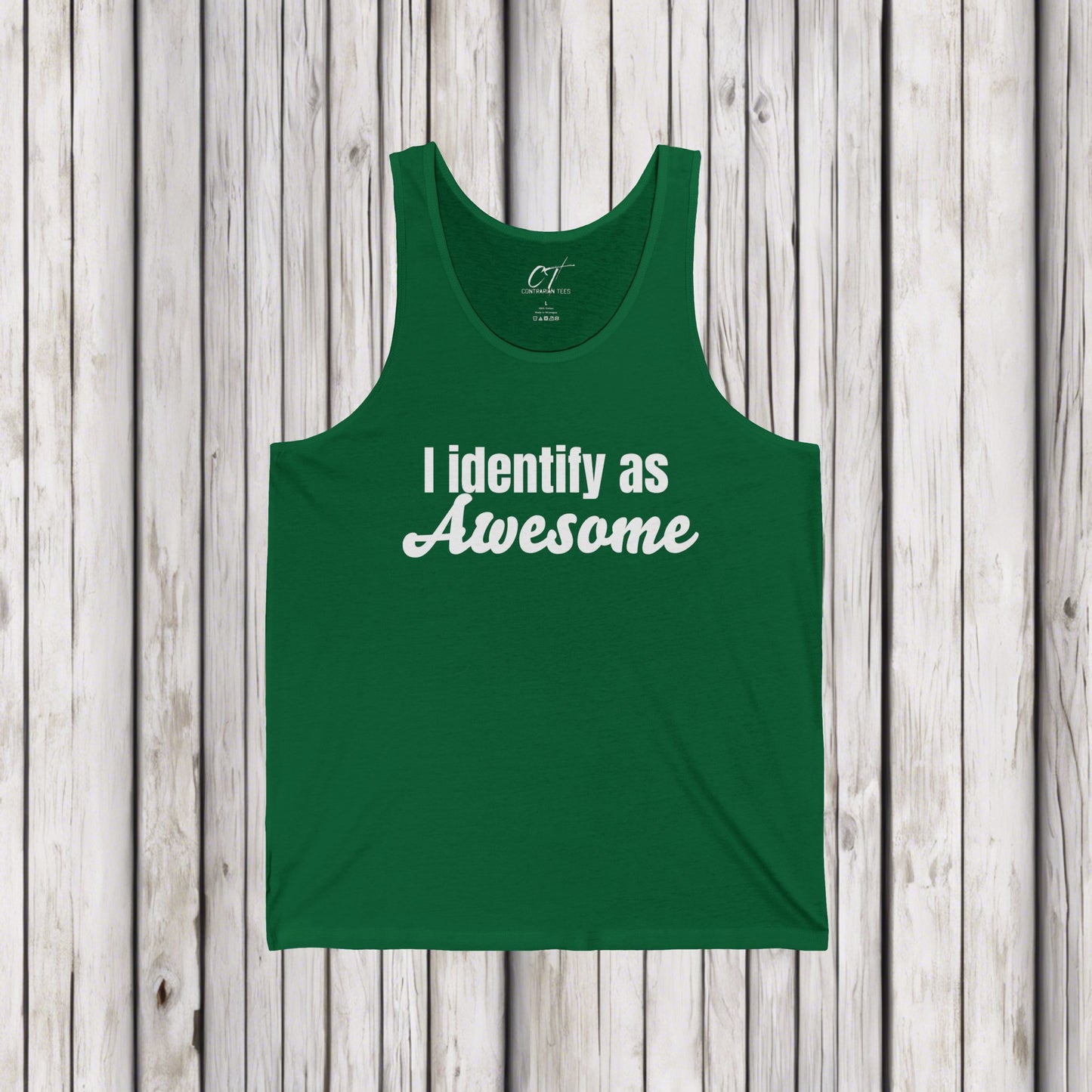I Identify as Awesome, Mens Tank Top, Sarcastic Shirt, Smartass Shirt, Adult Humor Shirt, Funny shirt, Funny Gift, Humorous Shirt