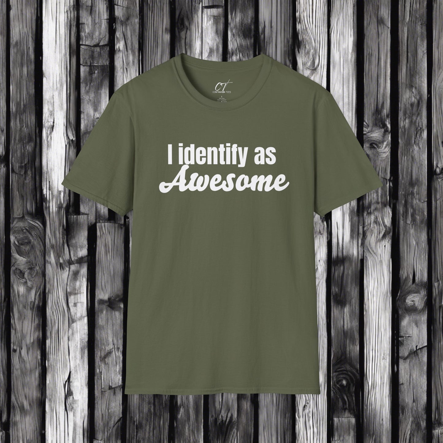 I identify as awesome, Mens T-shirt, Sarcastic Shirt, Smartass Shirt, Adult Humor Shirt, Funny shirt, Funny Gift, Humorous Shirt