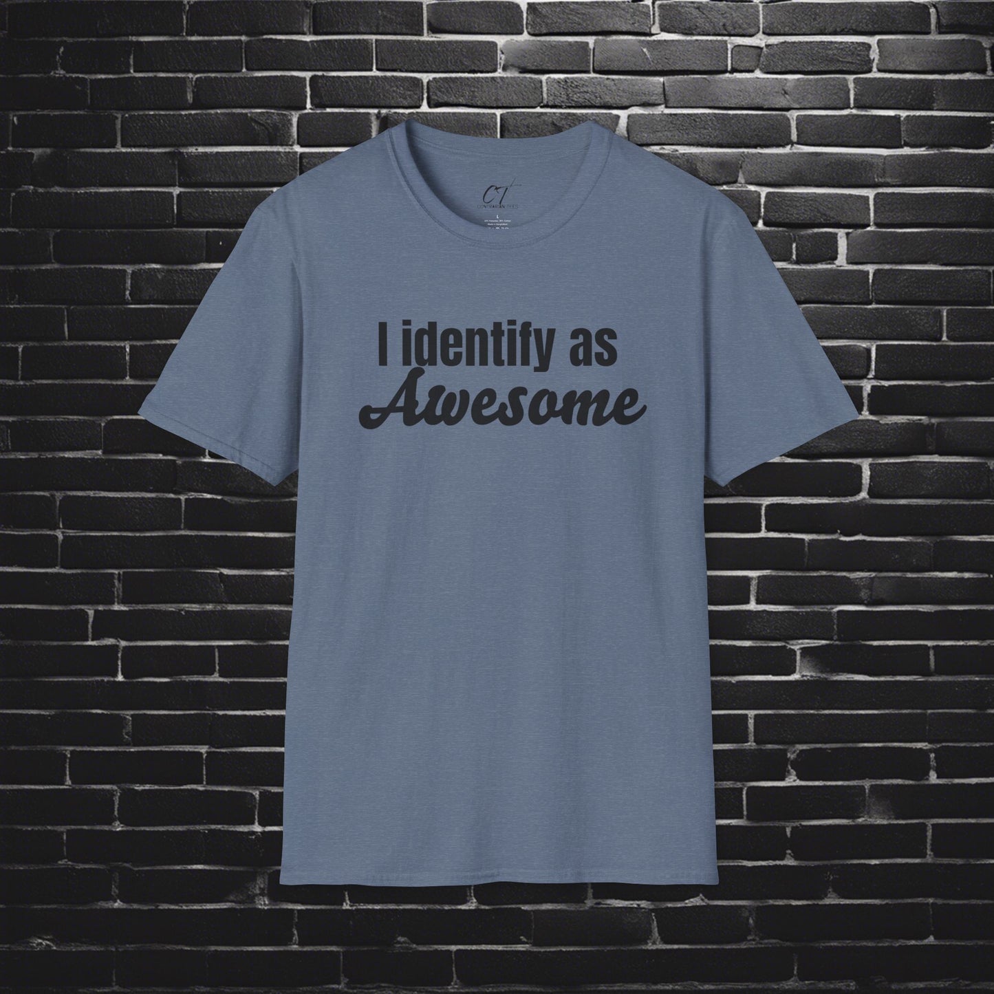 I Identify as Awesome, Mens White T-shirt, Sarcastic Shirt, Smartass Shirt, Adult Humor Shirt, Funny shirt, Funny Gift, Humorous Shirt