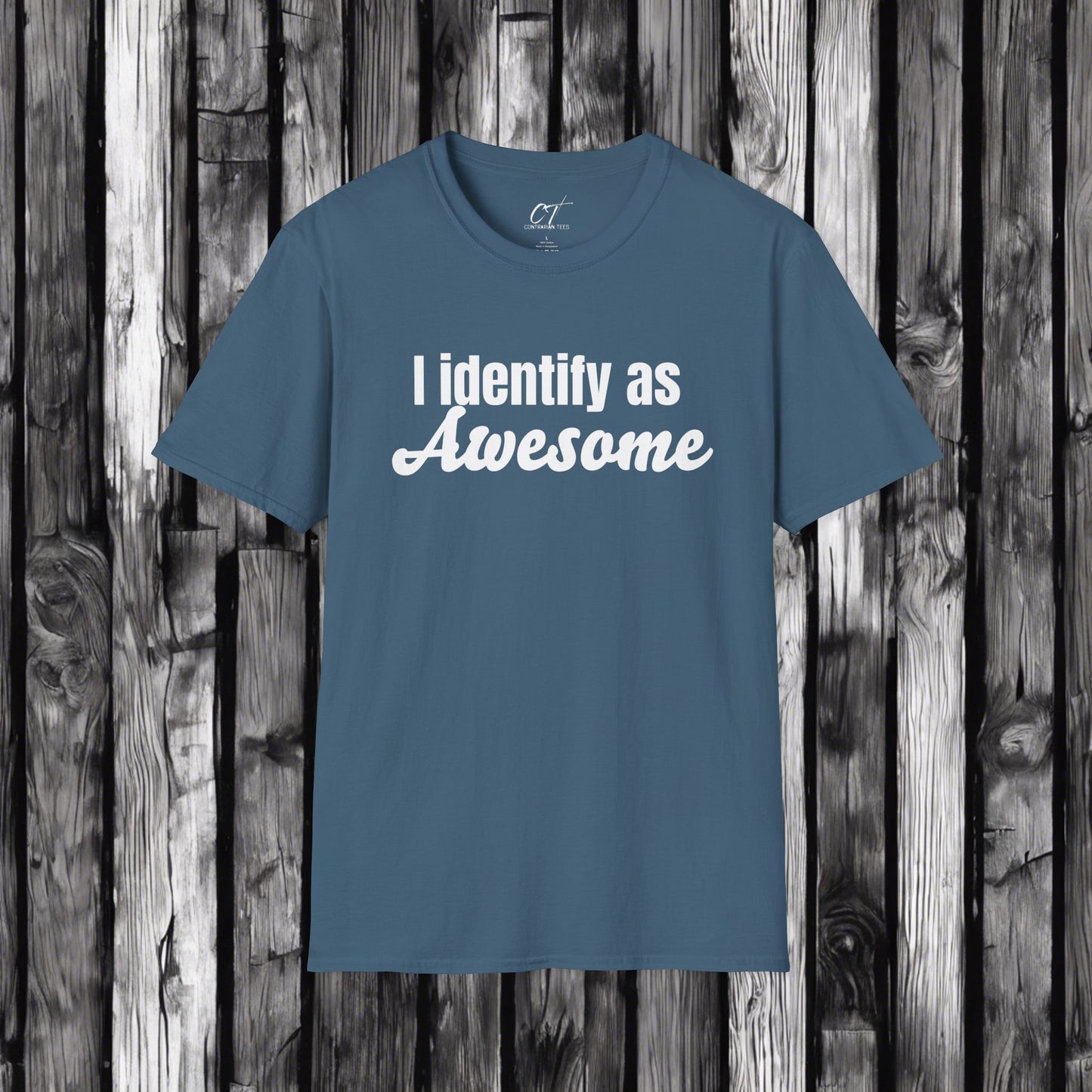 I identify as awesome, Mens T-shirt, Sarcastic Shirt, Smartass Shirt, Adult Humor Shirt, Funny shirt, Funny Gift, Humorous Shirt
