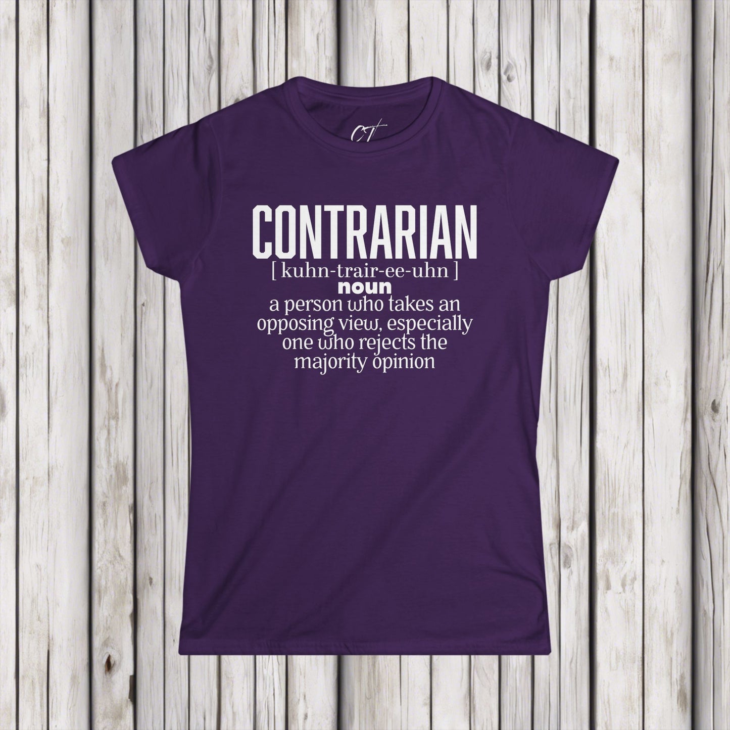 Contrarian, Women's Softstyle Tee, Perfect for Independent Thinkers, Gift for Intellectuals, Casual Everyday Wear, Great for Conversations