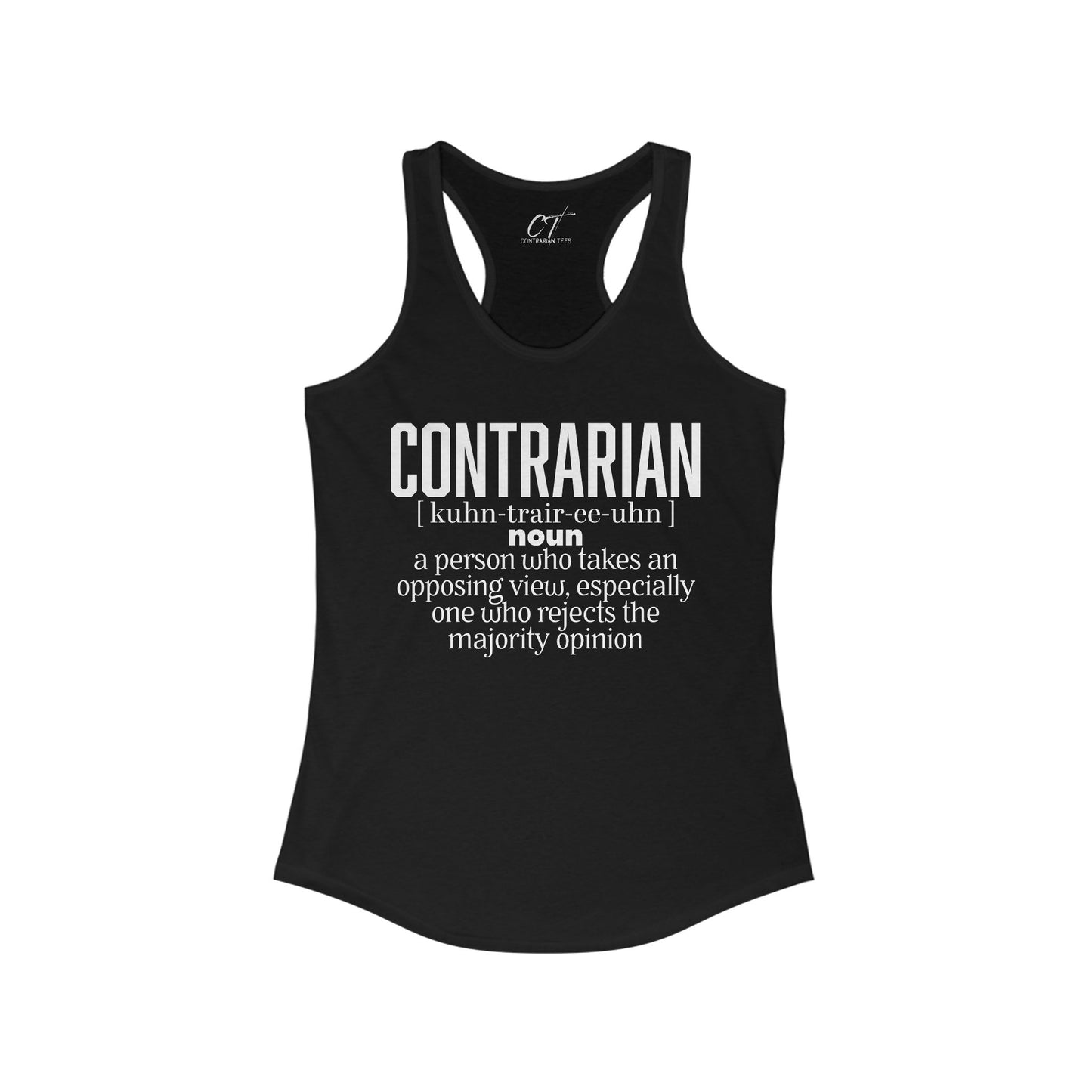 Contrarian, Women's Racerback Tank - Empowering Statement Tee for Free Thinkers, Great for Casual Wear, Workouts, or Gifts
