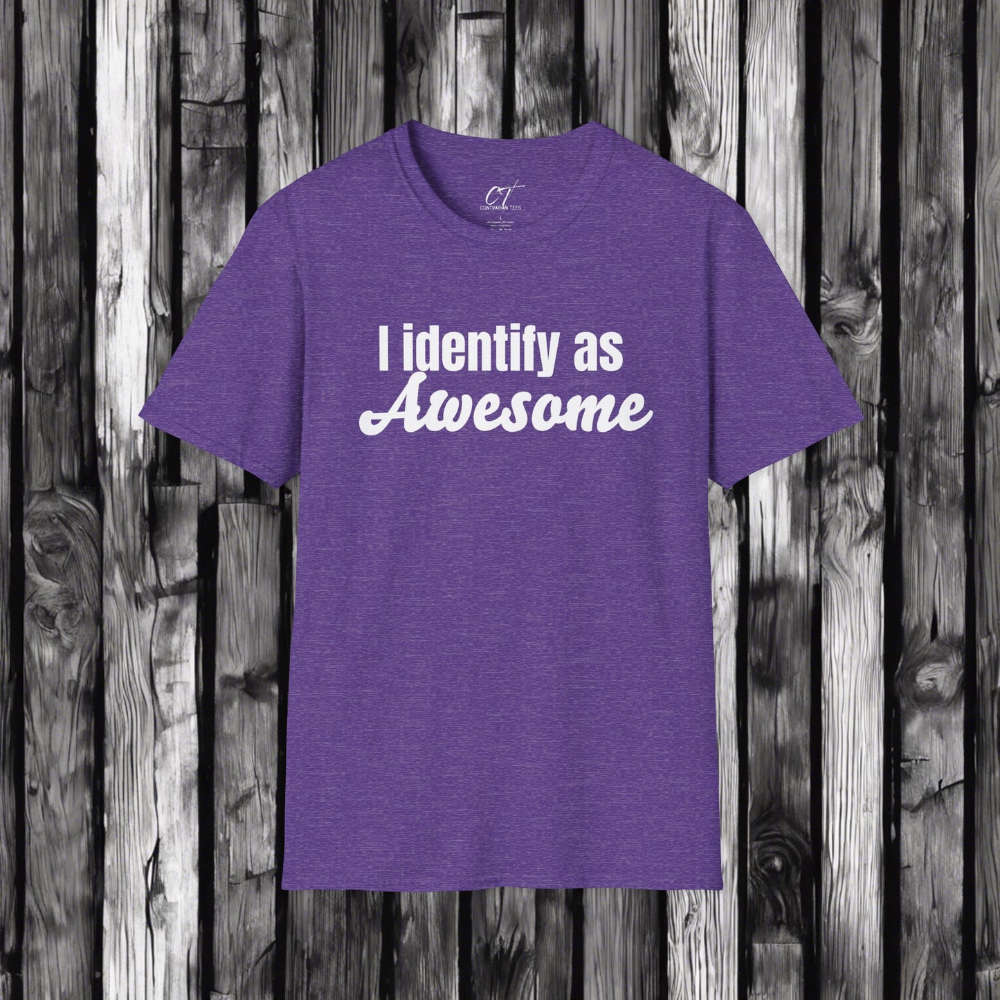 I identify as awesome, Mens T-shirt, Sarcastic Shirt, Smartass Shirt, Adult Humor Shirt, Funny shirt, Funny Gift, Humorous Shirt