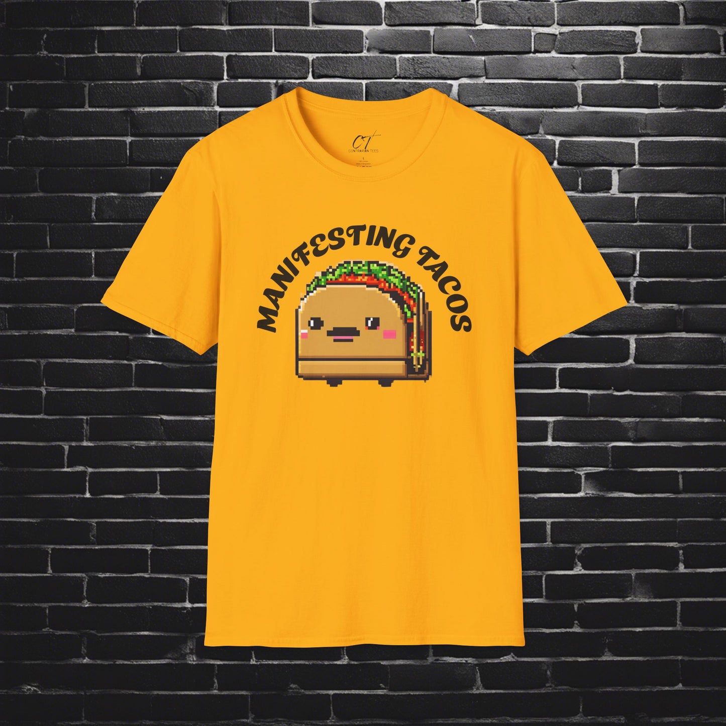 Manifesting Tacos, 8 bit art, manifesting, positive, food shirts, Cute shirt, Funny shirt, Funny Gift, Humorous Shirt