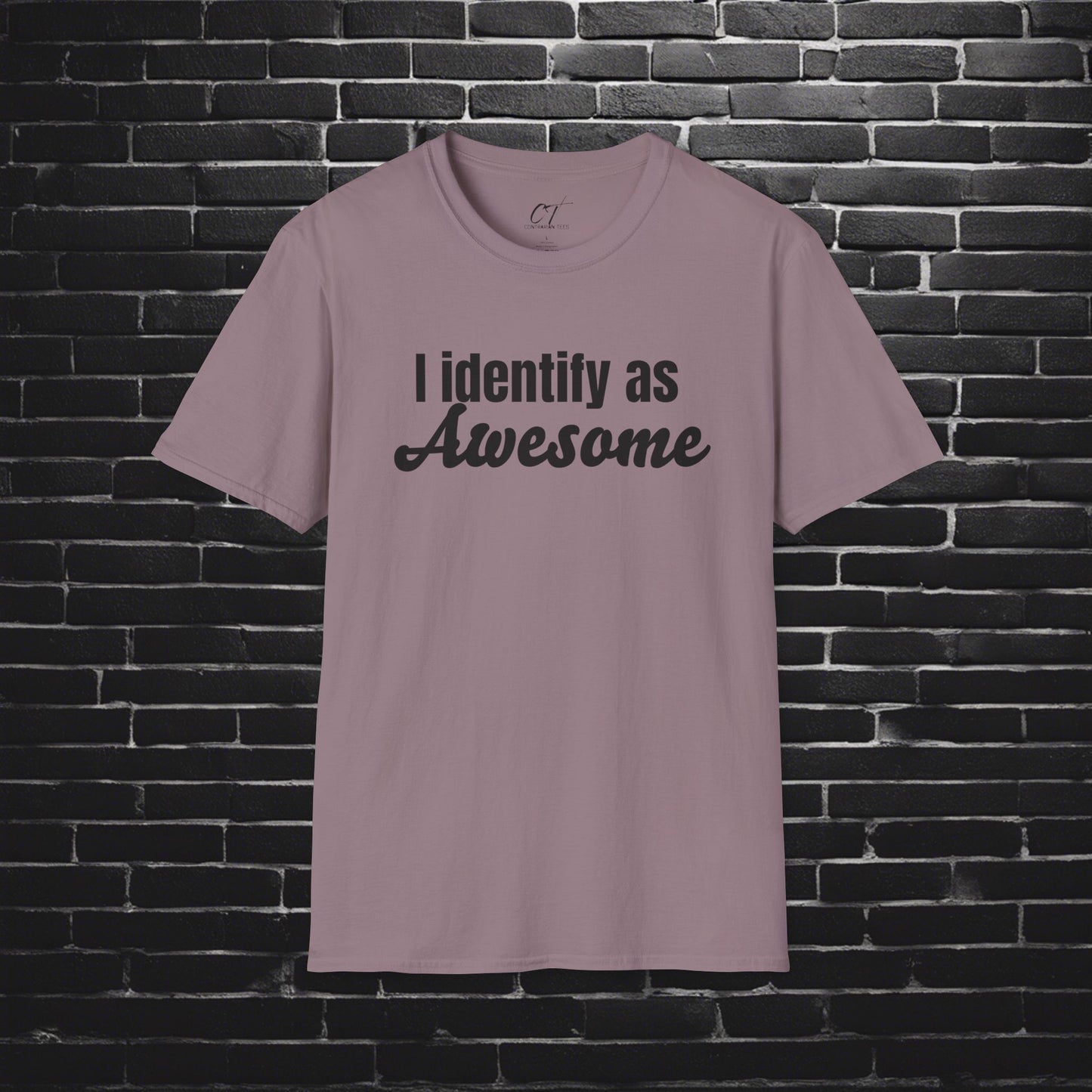 I Identify as Awesome, Mens White T-shirt, Sarcastic Shirt, Smartass Shirt, Adult Humor Shirt, Funny shirt, Funny Gift, Humorous Shirt