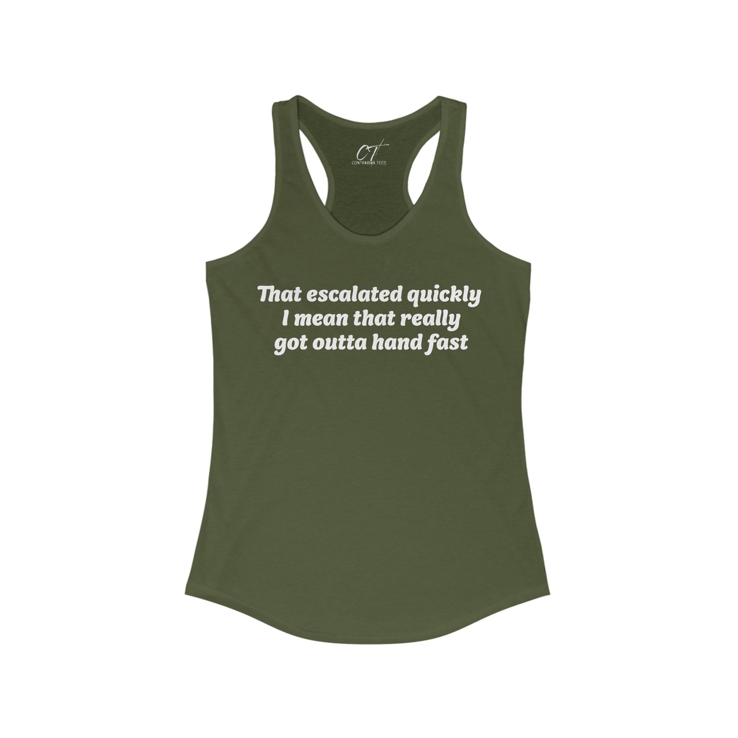 Anchor Man, That Escalated Quickly Tank,  Will Ferrell, Women's Casual, Funny Quote Shirt, Gift for Her, Perfect for Birthdays, Humor Apparel