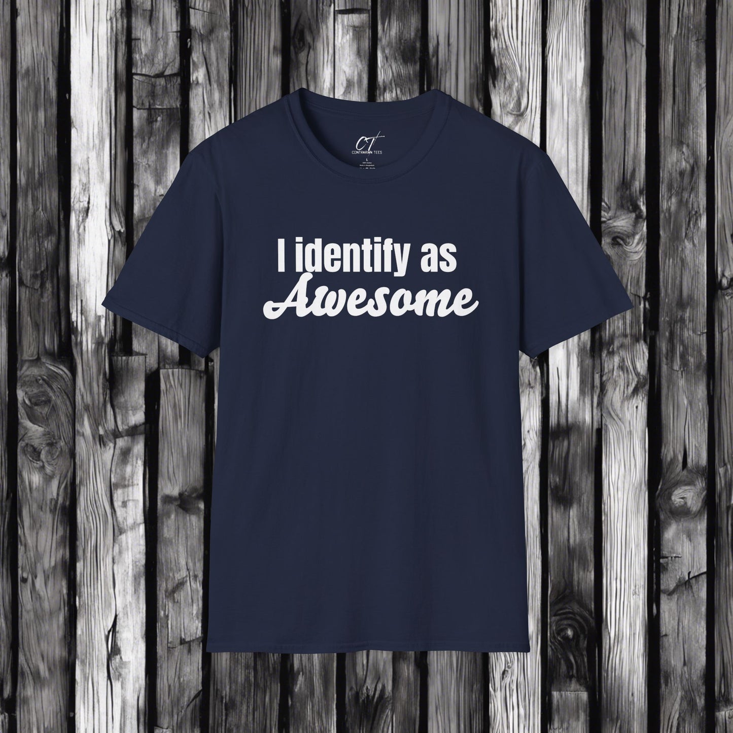 I identify as awesome, Mens T-shirt, Sarcastic Shirt, Smartass Shirt, Adult Humor Shirt, Funny shirt, Funny Gift, Humorous Shirt