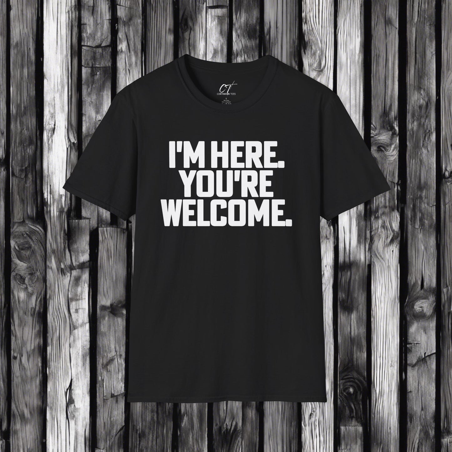 I'm here you're welcome, Mischievous, Sarcastic Shirt, Smartass Shirt, Adult Humor Shirt, Funny shirt, Funny Gift, Humorous Shirt