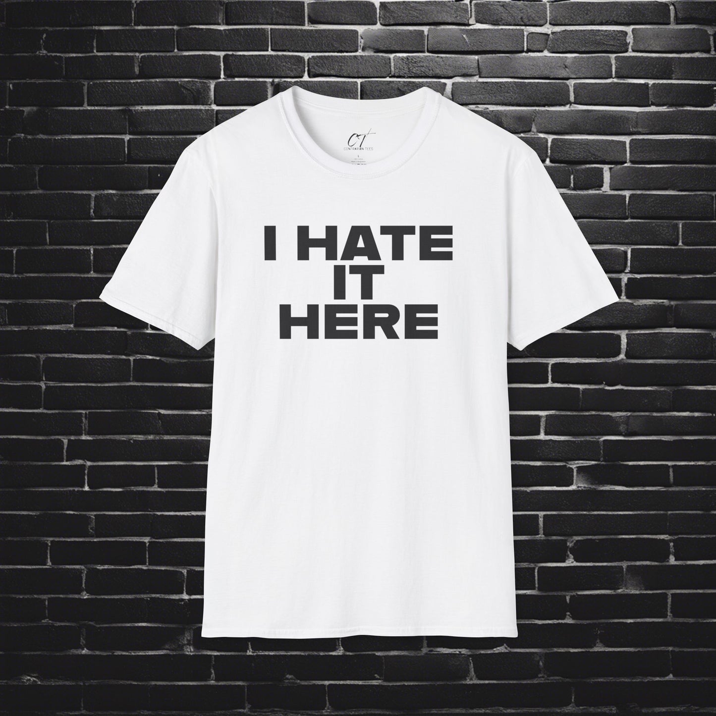 I hate it here, Mens Tee, Sarcastic Shirt, Smartass Shirt, Adult Humor Shirt, Funny shirt, Funny Gift, Humorous Shirt