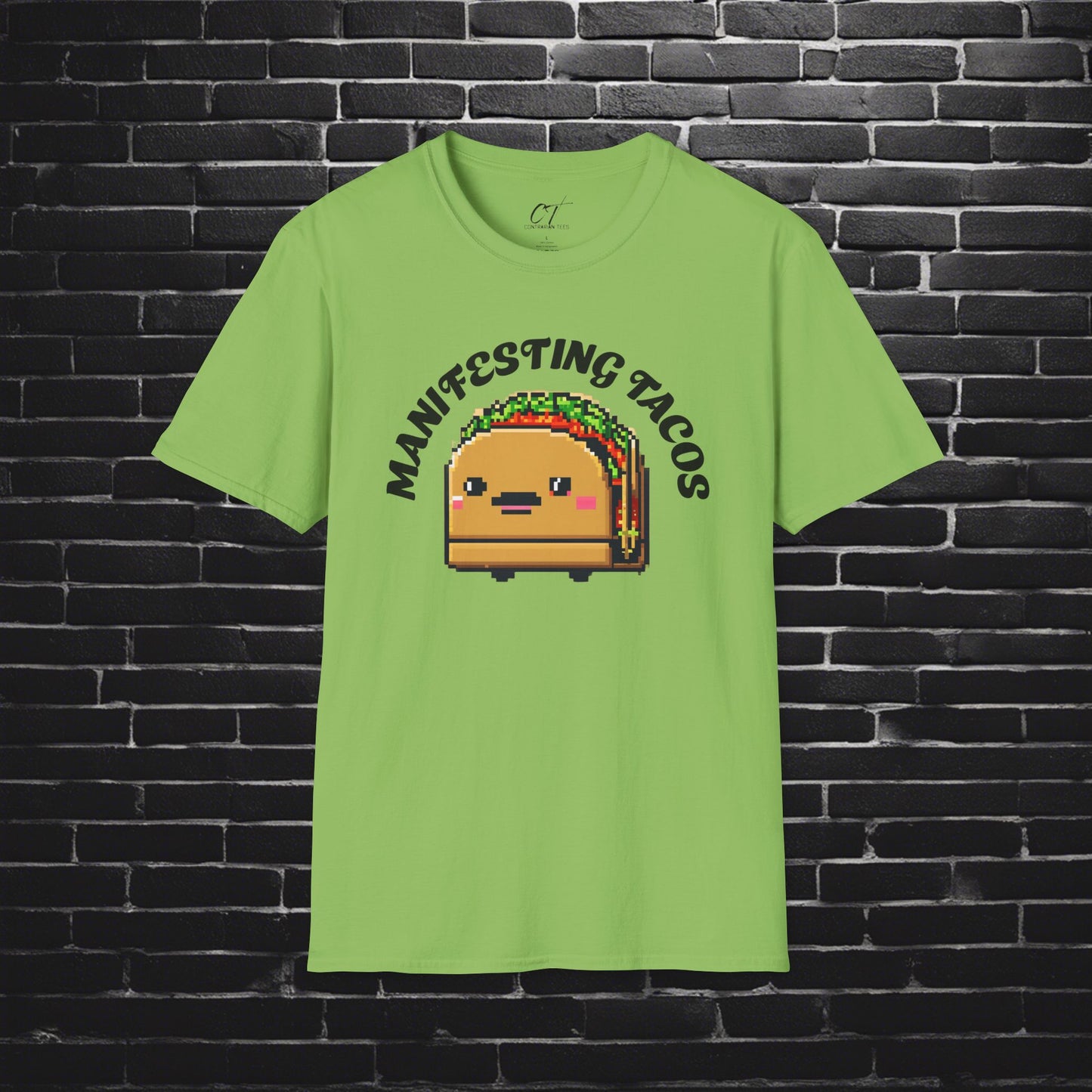 Manifesting Tacos, 8 bit art, manifesting, positive, food shirts, Cute shirt, Funny shirt, Funny Gift, Humorous Shirt