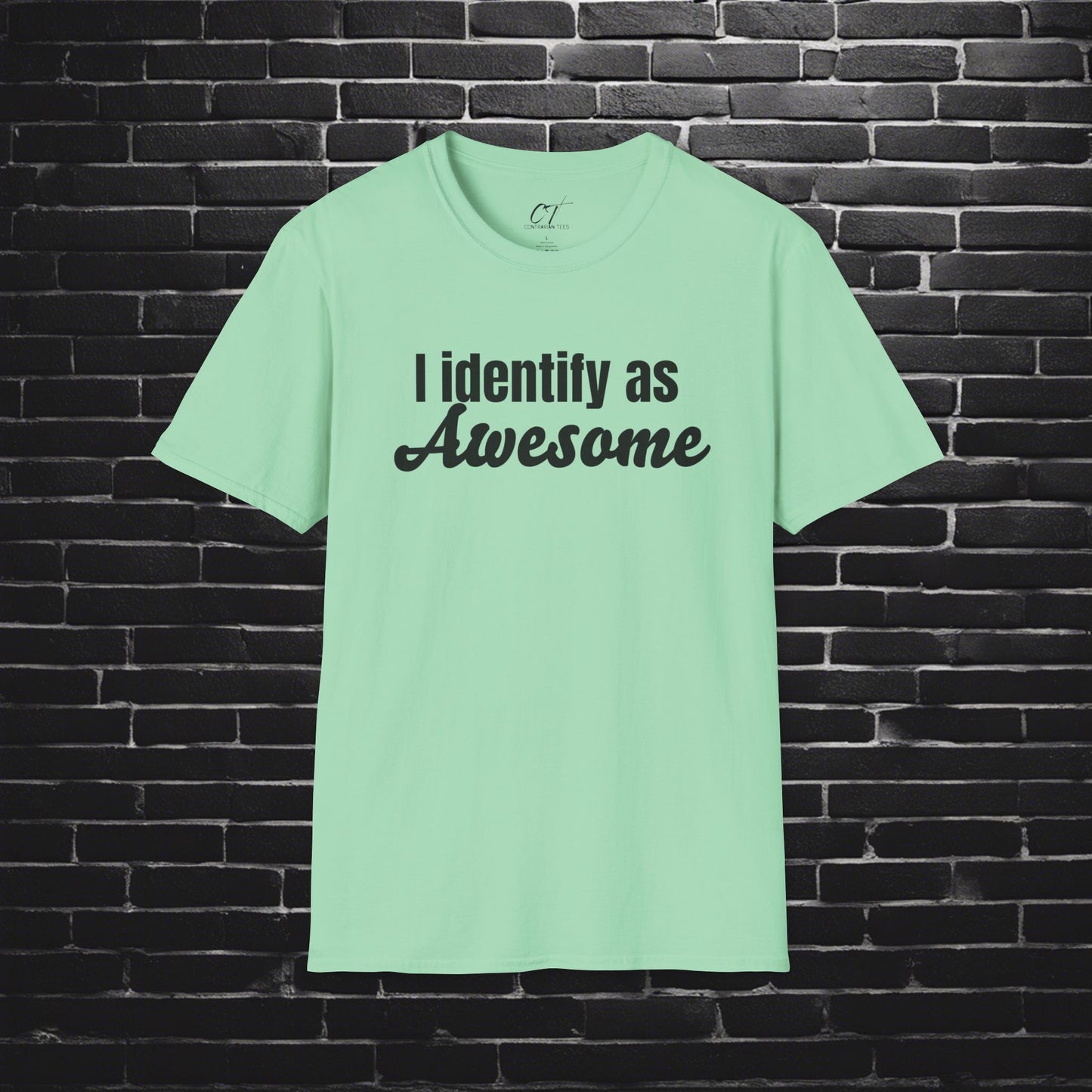 I Identify as Awesome, Mens White T-shirt, Sarcastic Shirt, Smartass Shirt, Adult Humor Shirt, Funny shirt, Funny Gift, Humorous Shirt