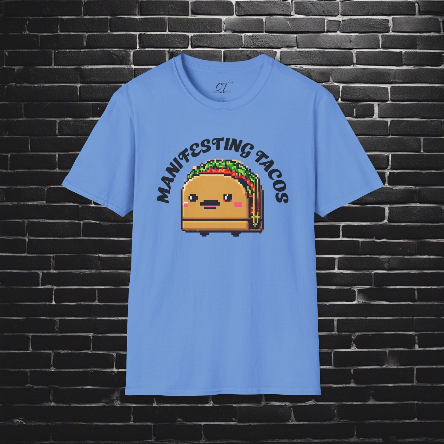 Manifesting Tacos, 8 bit art, manifesting, positive, food shirts, Cute shirt, Funny shirt, Funny Gift, Humorous Shirt