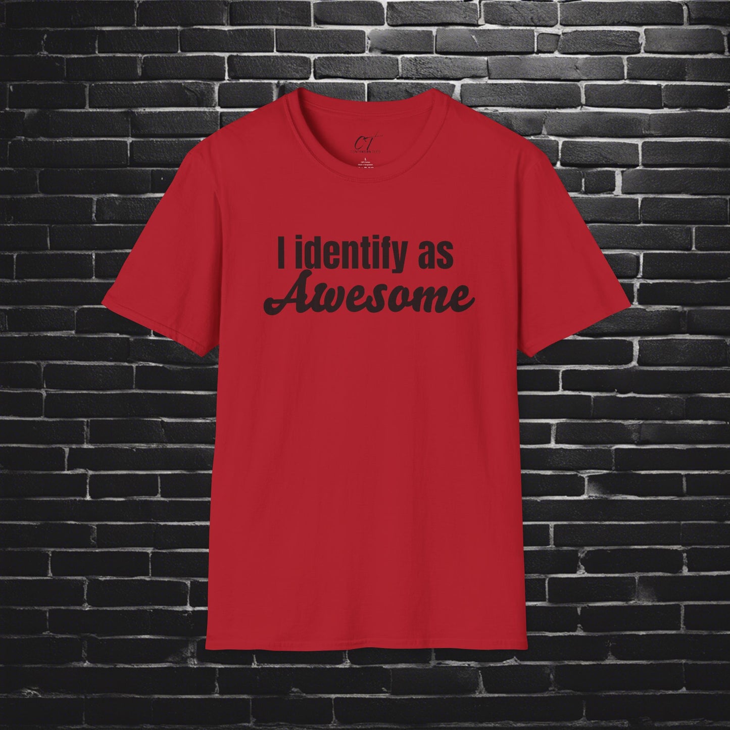 I Identify as Awesome, Mens White T-shirt, Sarcastic Shirt, Smartass Shirt, Adult Humor Shirt, Funny shirt, Funny Gift, Humorous Shirt