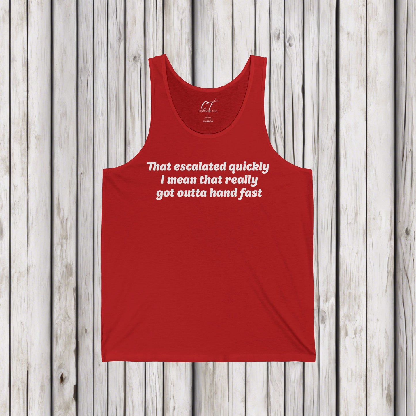 Anchor Man, That Escalated Quickly Tank, Will Ferrell, Men's Casual, Funny Quote Shirt, Gift for Him, Perfect for Birthdays, Humor Apparel