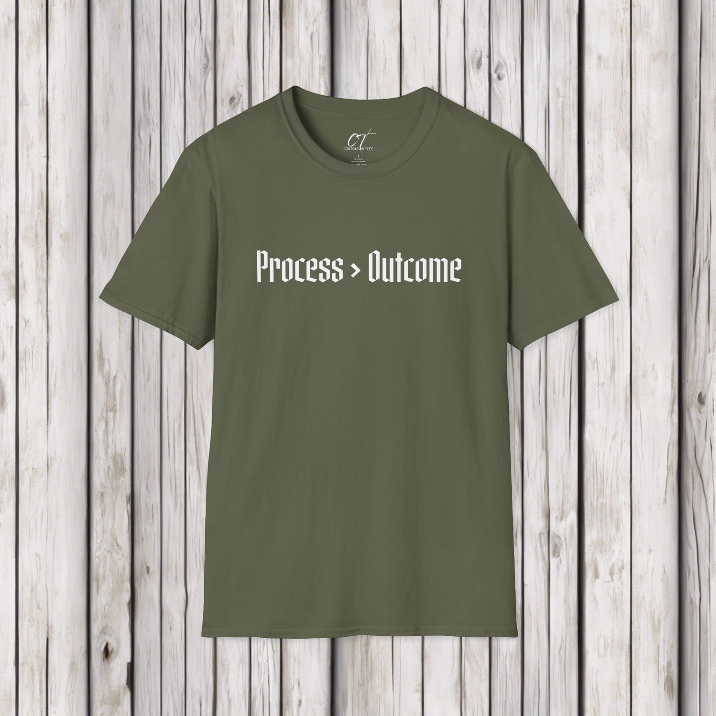 Process > Outcome, Inspirational Shirts, Persistence, Grind, Don't Give up, Witty T-Shirts, Mens T-Shirt, Womens T-shirt
