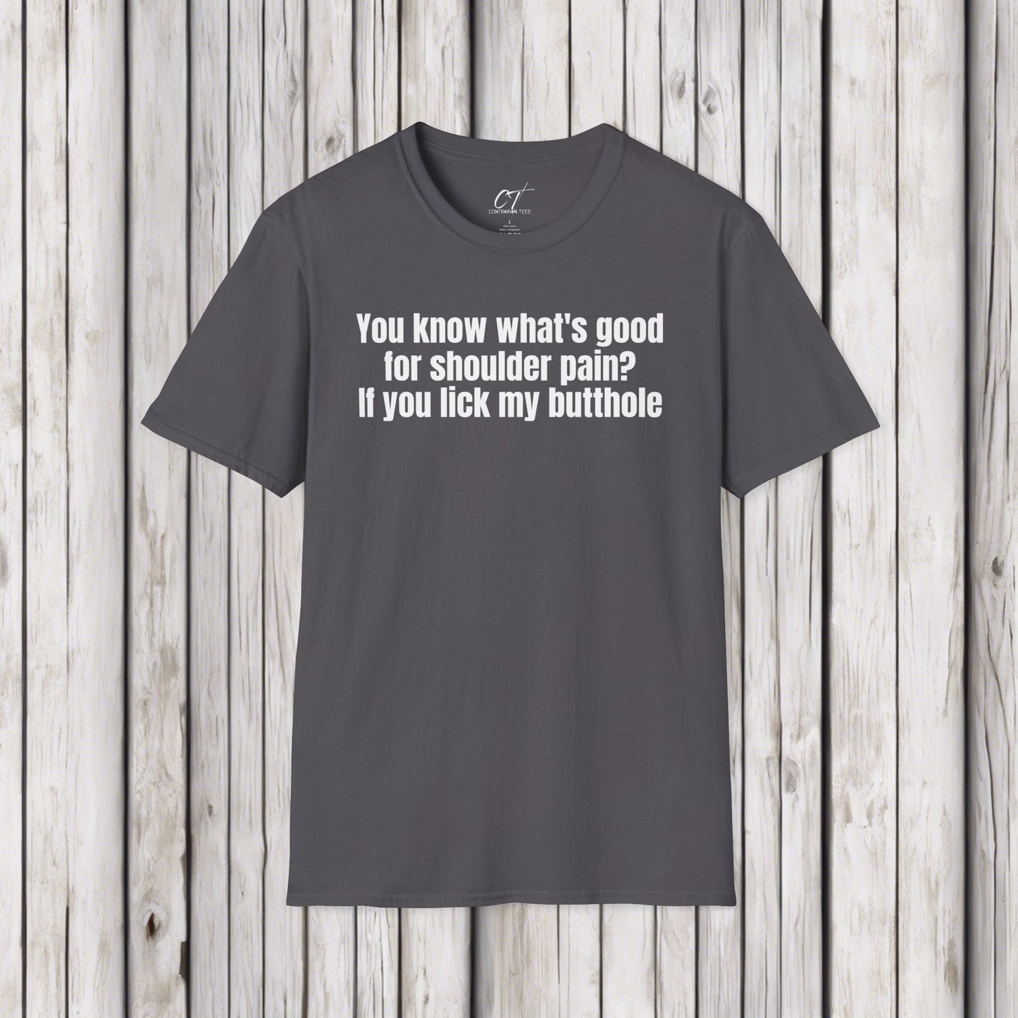 Step Brothers, You know what's good for shoulder pain?, Movie Quotes, Will Ferrell, Laughs for Gatherings, Perfect for Casual Wear, Playful Quote Tee