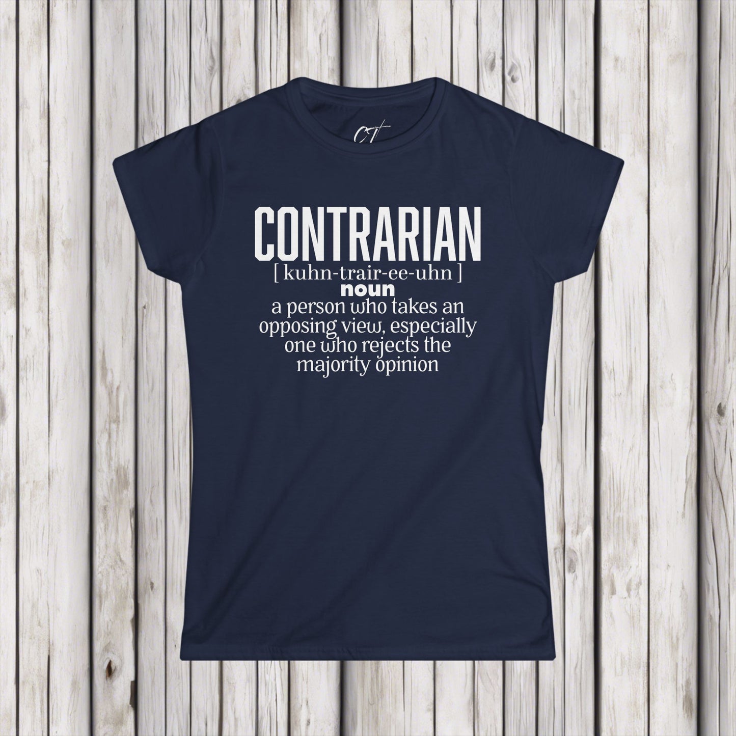 Contrarian, Women's Softstyle Tee, Perfect for Independent Thinkers, Gift for Intellectuals, Casual Everyday Wear, Great for Conversations