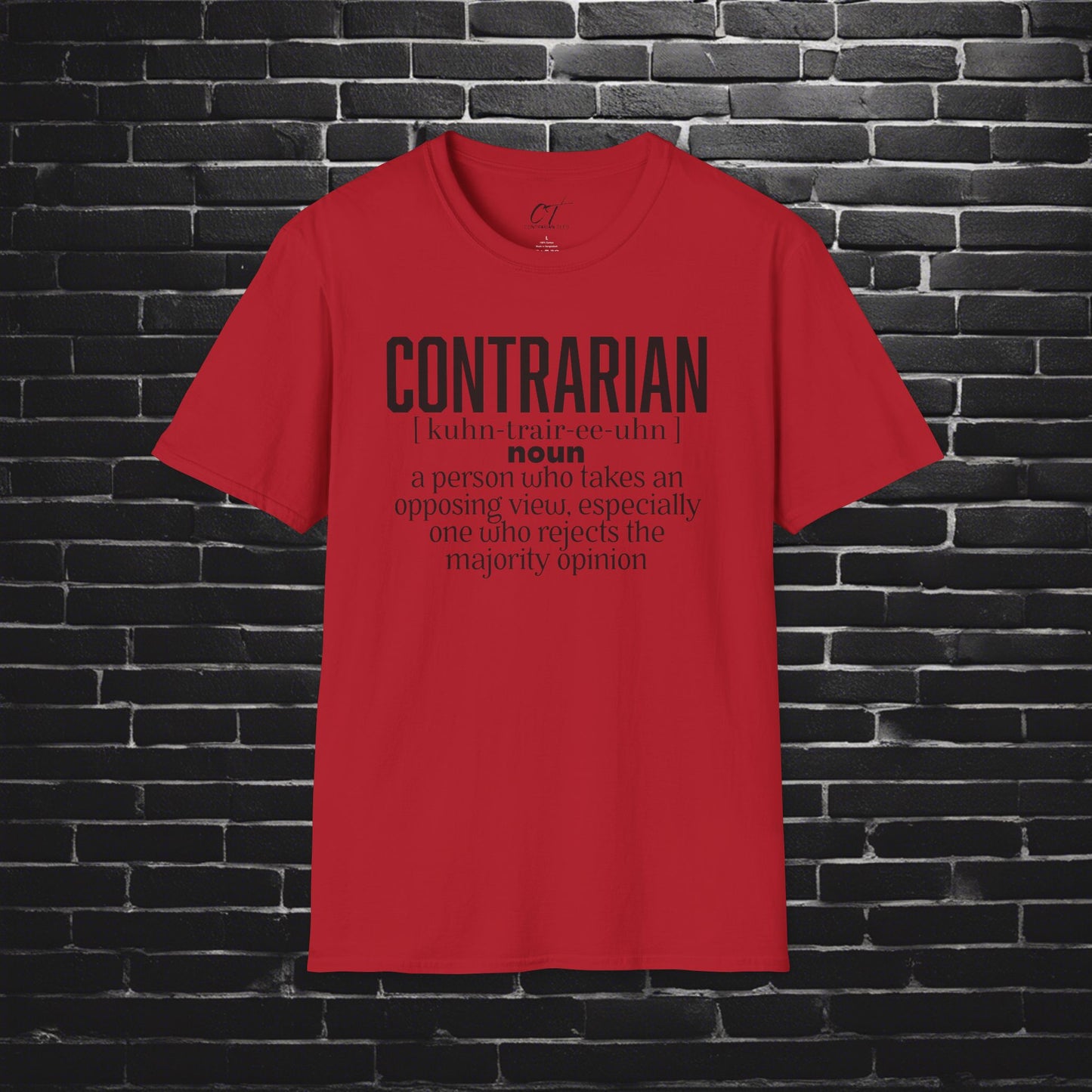 Contrarian, Unisex Softstyle T-Shirt - Embrace your individuality, Perfect for spirited discussions, Gift for thinkers and rebels, Casual