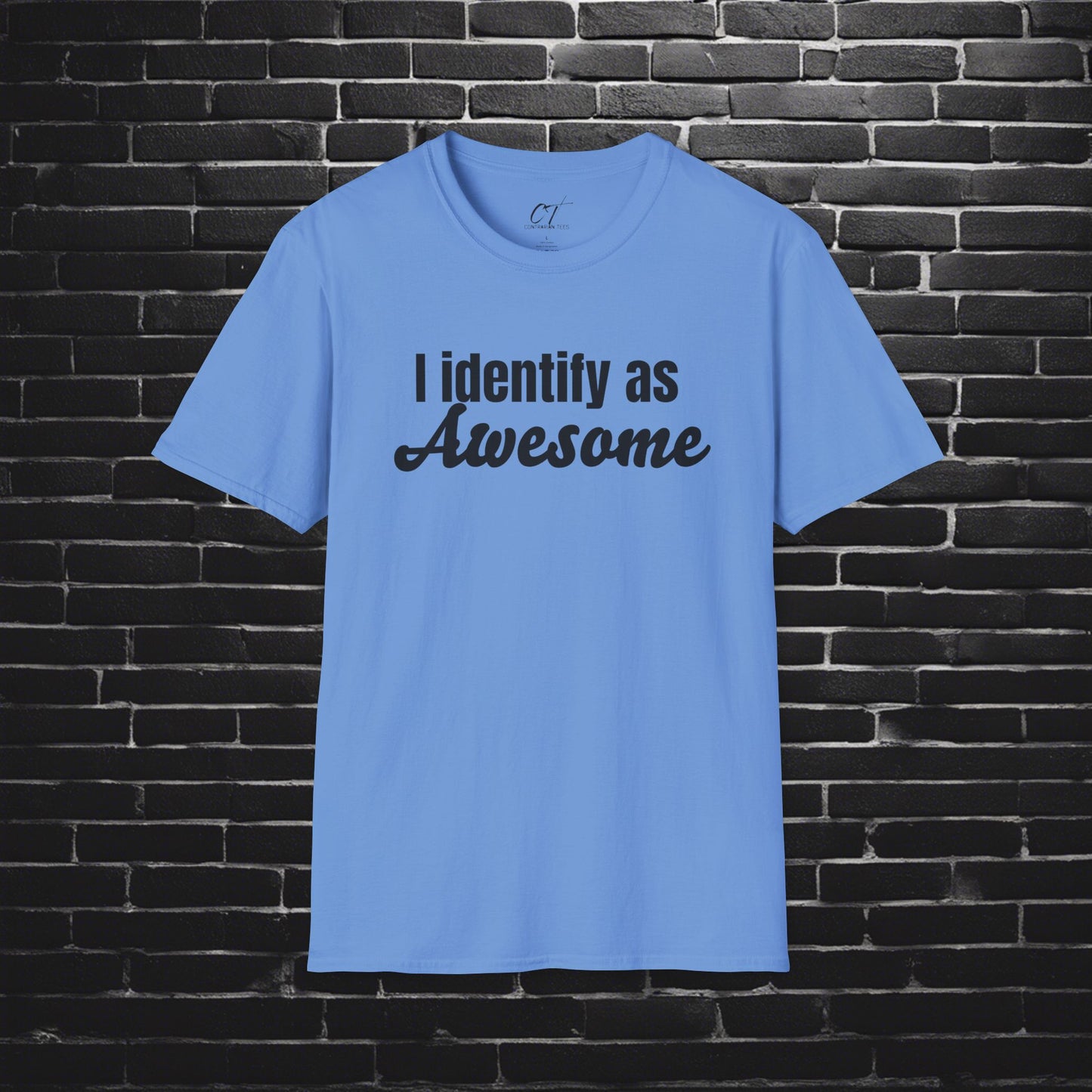 I Identify as Awesome, Mens White T-shirt, Sarcastic Shirt, Smartass Shirt, Adult Humor Shirt, Funny shirt, Funny Gift, Humorous Shirt