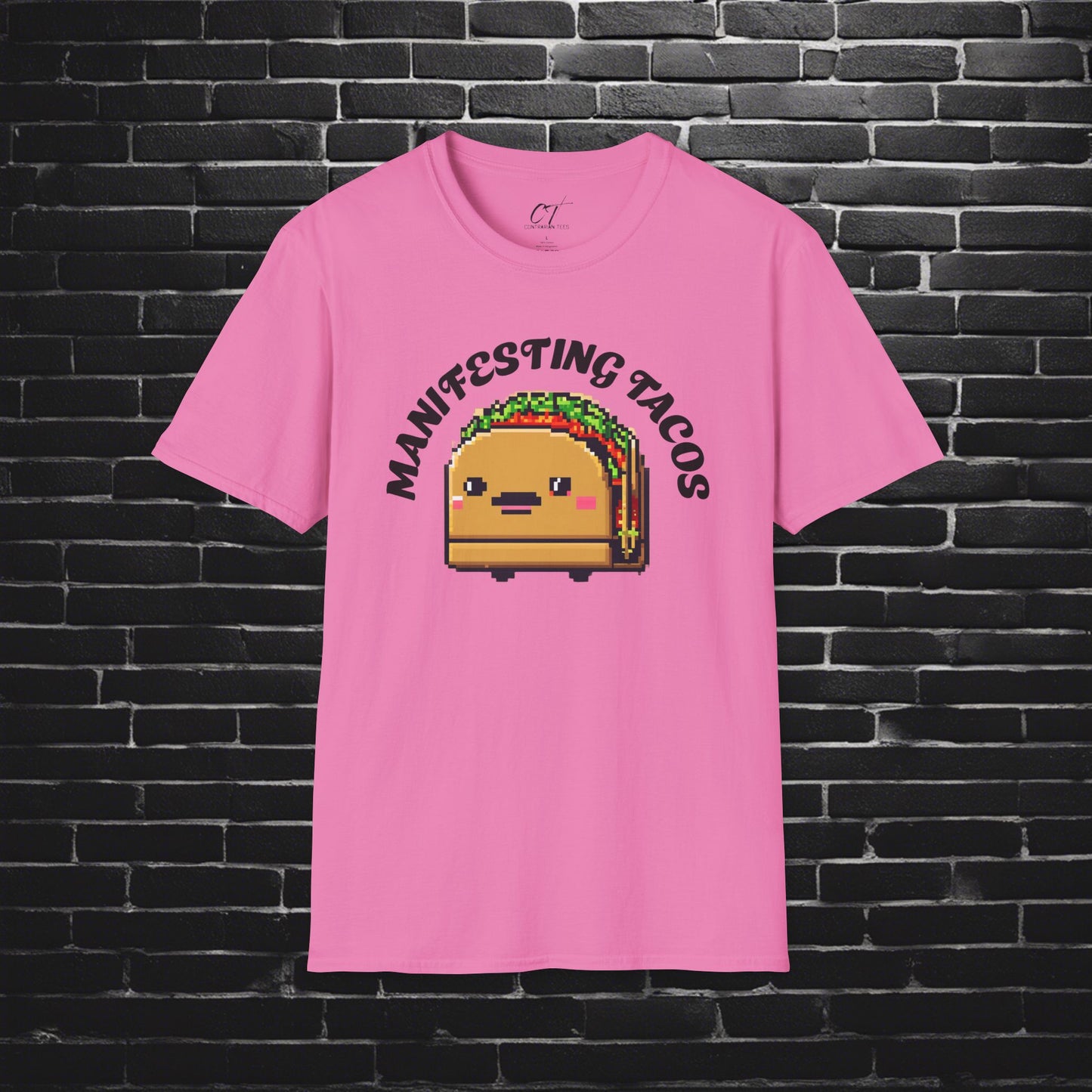 Manifesting Tacos, 8 bit art, manifesting, positive, food shirts, Cute shirt, Funny shirt, Funny Gift, Humorous Shirt