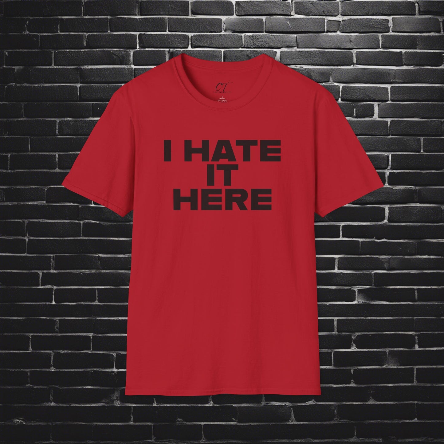 I hate it here, Mens Tee, Sarcastic Shirt, Smartass Shirt, Adult Humor Shirt, Funny shirt, Funny Gift, Humorous Shirt