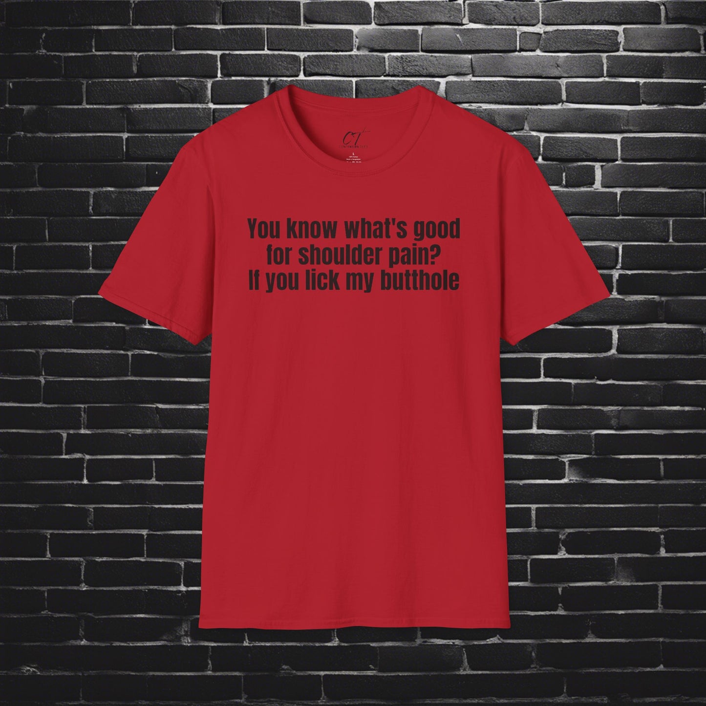 Step Brothers, You know what's good for shoulder pain?, Movie Quotes, Will Ferrell, Laughs for Gatherings, Perfect for Casual Wear, Playful Quote Tee