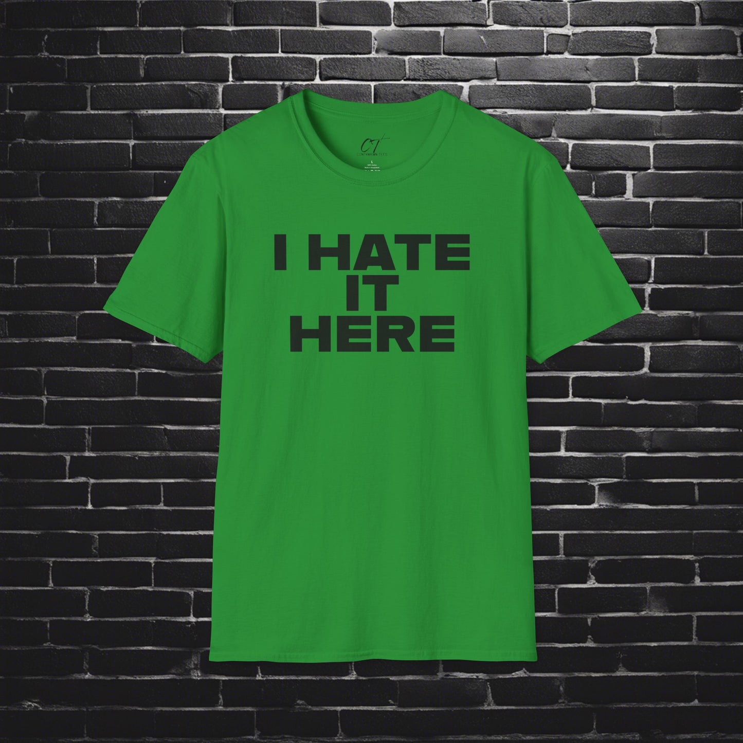 I hate it here, Mens Tee, Sarcastic Shirt, Smartass Shirt, Adult Humor Shirt, Funny shirt, Funny Gift, Humorous Shirt