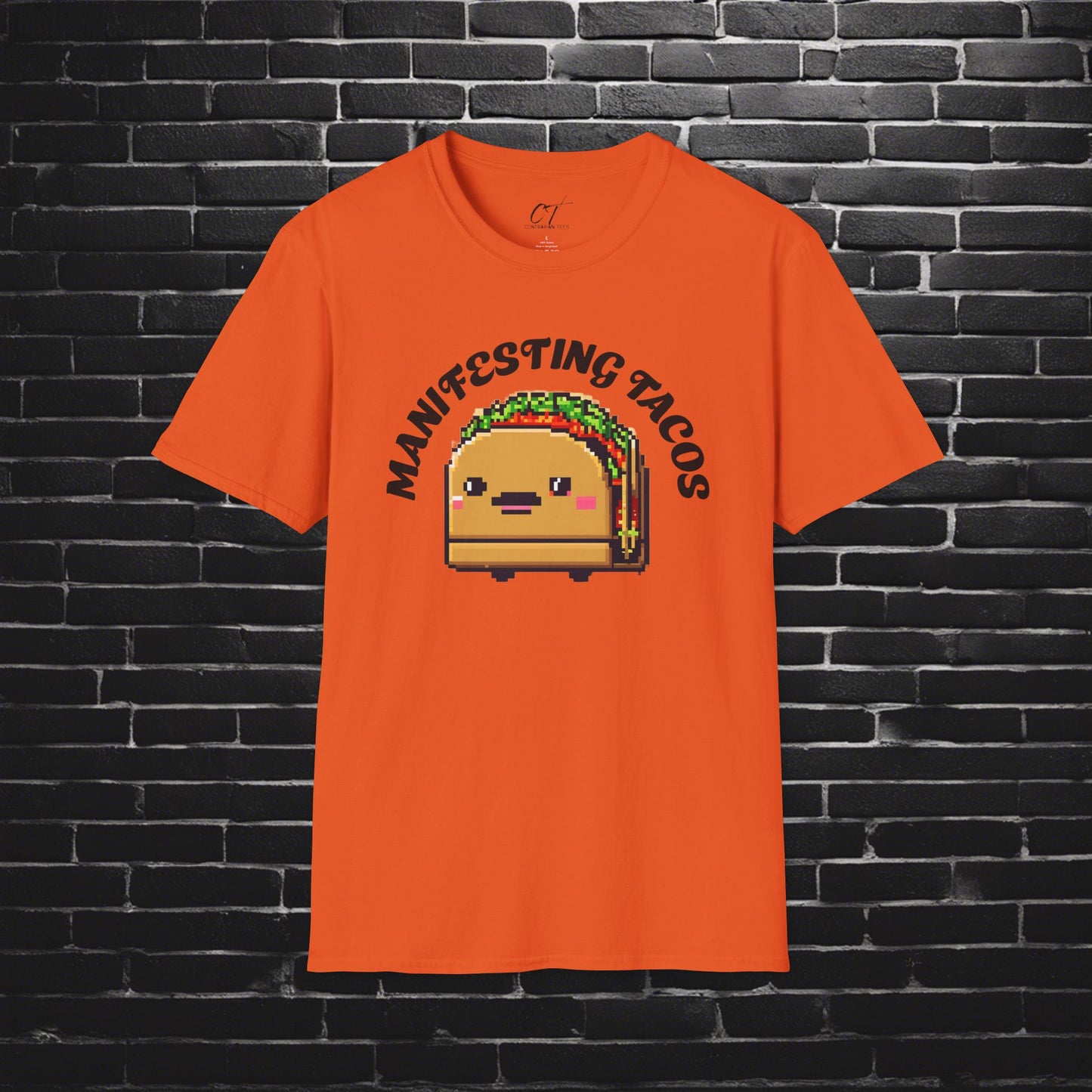 Manifesting Tacos, 8 bit art, manifesting, positive, food shirts, Cute shirt, Funny shirt, Funny Gift, Humorous Shirt