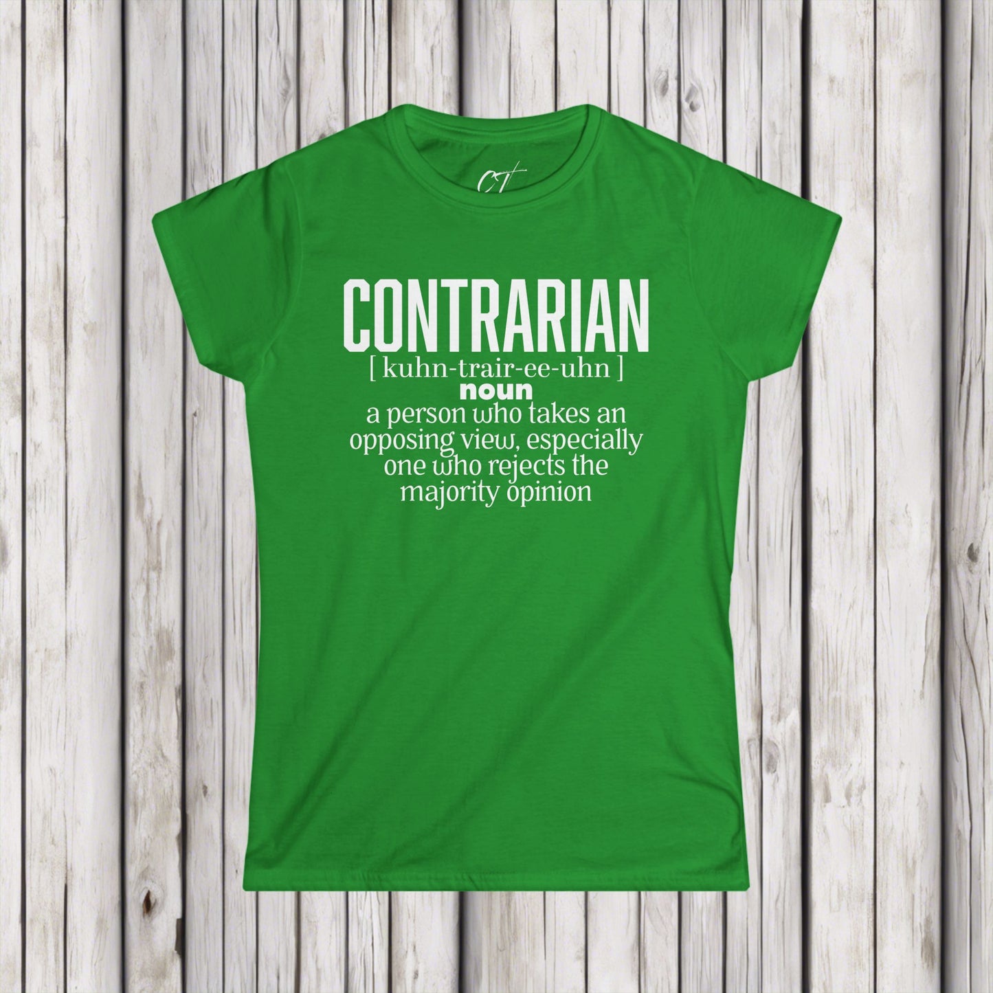 Contrarian, Women's Softstyle Tee, Perfect for Independent Thinkers, Gift for Intellectuals, Casual Everyday Wear, Great for Conversations
