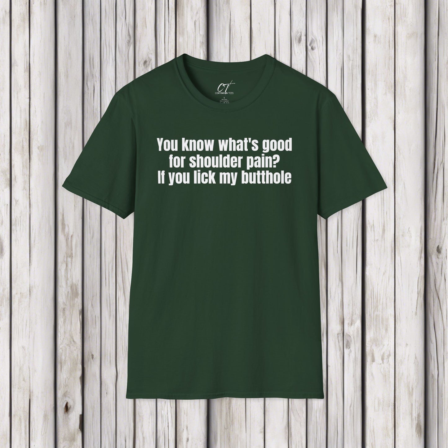 Step Brothers, You know what's good for shoulder pain?, Movie Quotes, Will Ferrell, Laughs for Gatherings, Perfect for Casual Wear, Playful Quote Tee