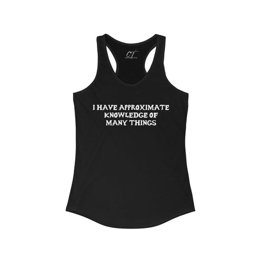 Adventure Time, Approximate knowledge, Demon Cat, Movie T-shirt, Movie quotes, nerd shirt, funny shirt, cute shirt, Women's Racerback Tank