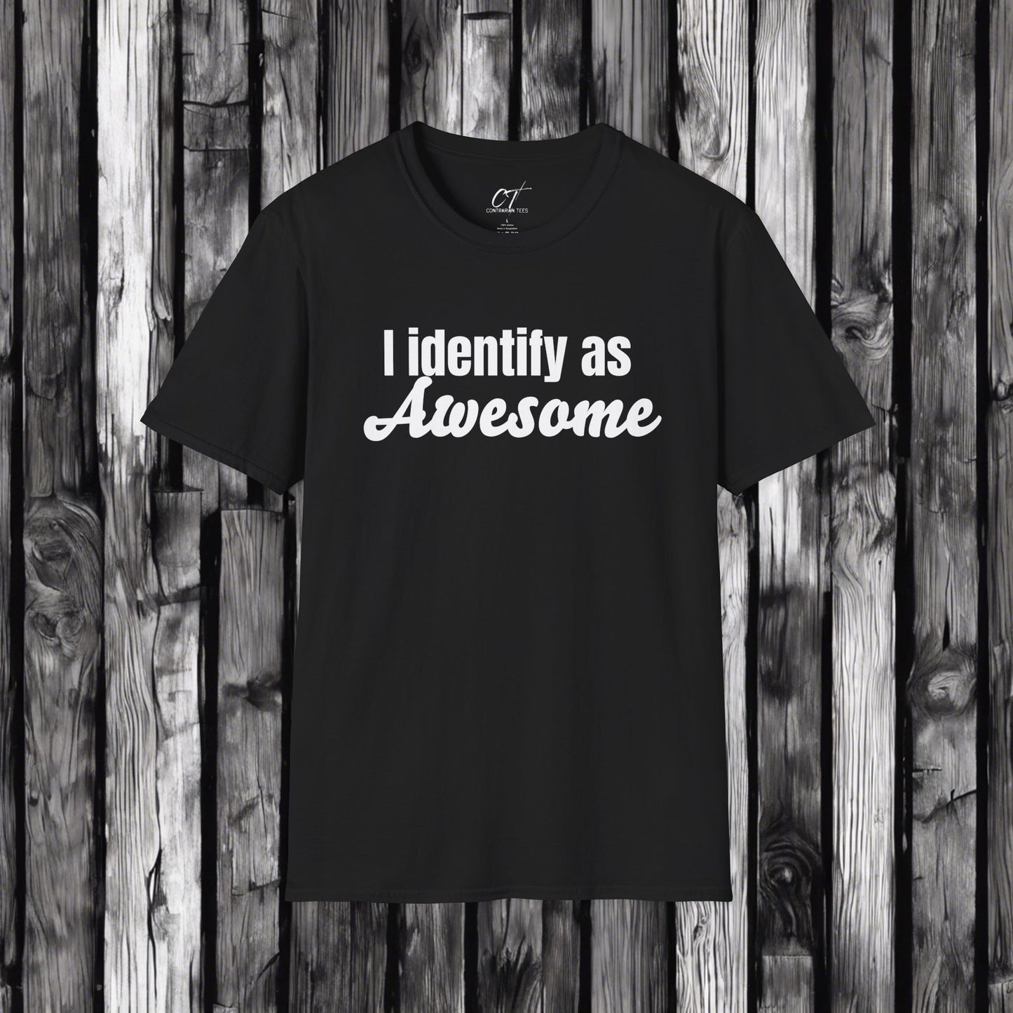 I identify as awesome, Mens T-shirt, Sarcastic Shirt, Smartass Shirt, Adult Humor Shirt, Funny shirt, Funny Gift, Humorous Shirt