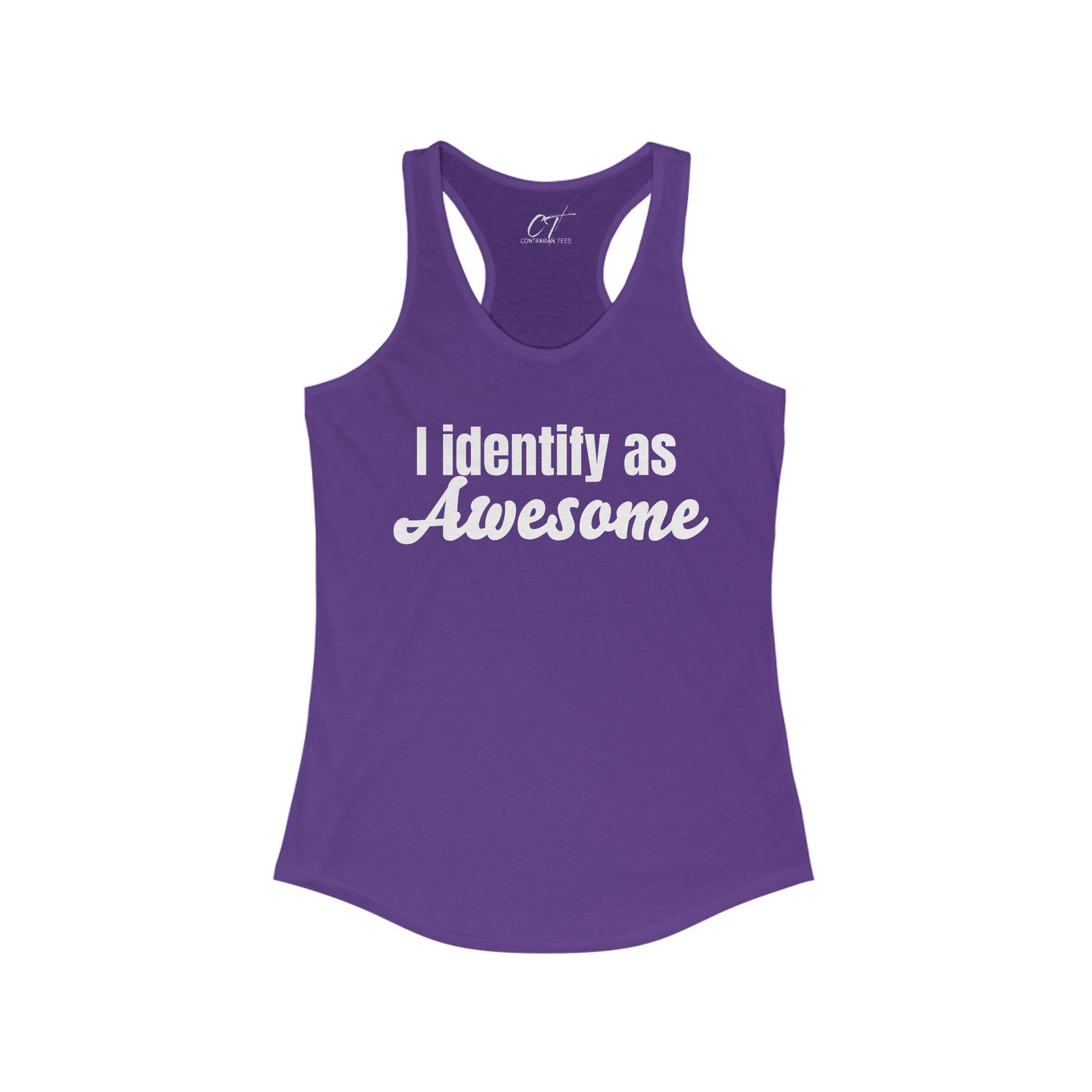 I Identify as Awesome, Women's Racerback Tank, Sarcastic Shirt, Smartass Shirt, Adult Humor Shirt, Funny shirt, Funny Gift, Humorous Shirt