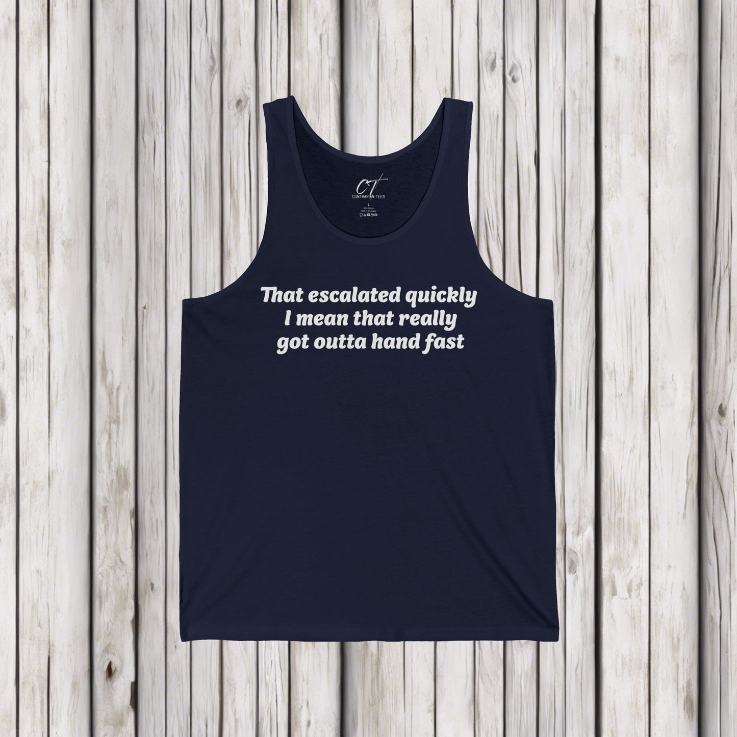 Anchor Man, That Escalated Quickly Tank, Will Ferrell, Men's Casual, Funny Quote Shirt, Gift for Him, Perfect for Birthdays, Humor Apparel